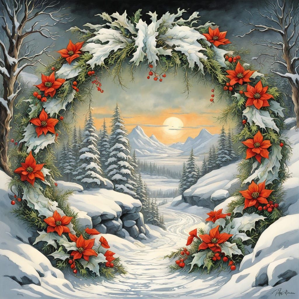 Winter Wonderland Wreath Portal in Enchanting Arthur Rackham...