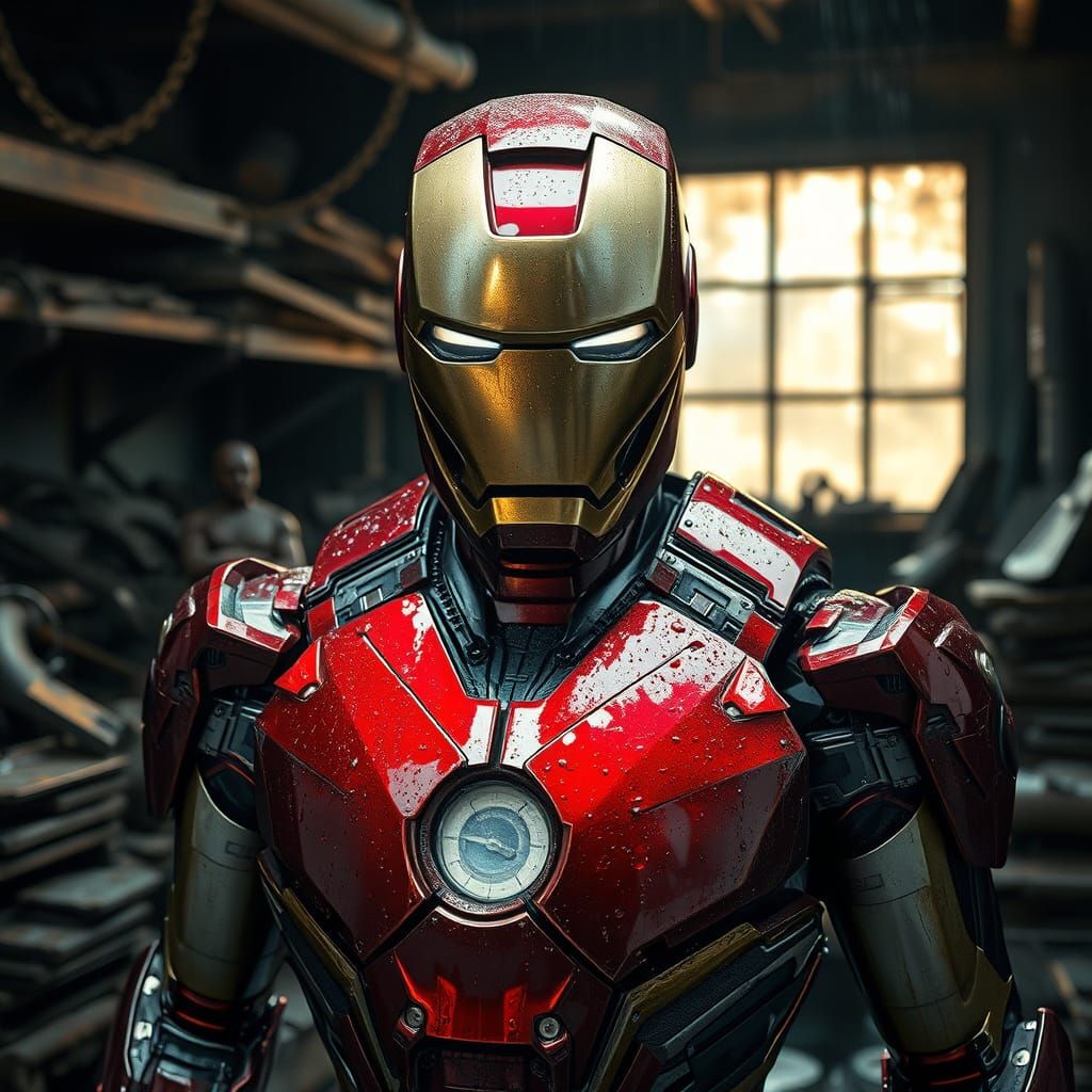 Gritty Iron Man Portrait in Realistic Digital Art