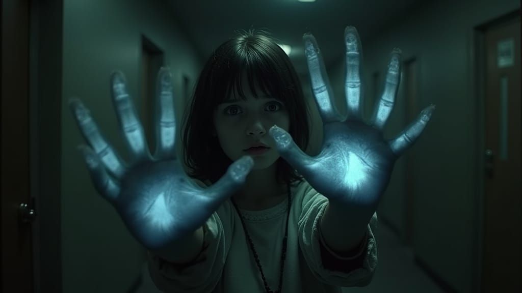 Glowing Ghostly Fingerprints in Cinematic Horror Style