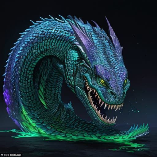 Majestic Basilisk in Iridescent Mosaic Art