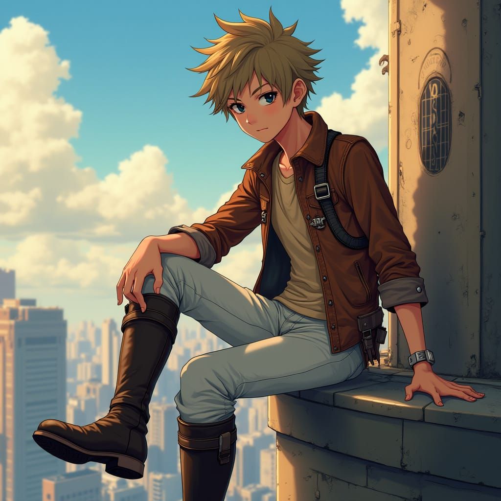 Anime-Inspired Young Hero Leans on City Edge