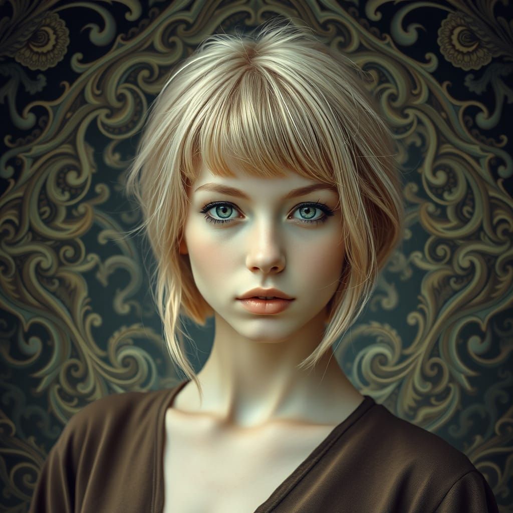 Elegant Danish Woman in Mystical Realism Art Nouveau Style