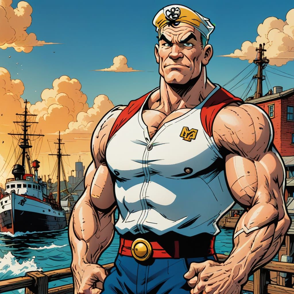 Popeye Close-Up in Comic Book Style