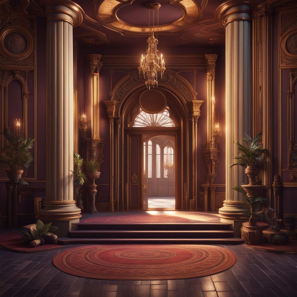 Abstract Theatrical Set Design in Detailed Matte Painting