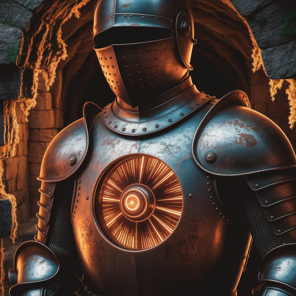 Medieval Armor With Alien Screw Head, Biomechanical Design