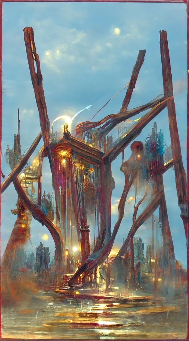 Surreal Five of Wands Astral Illustration