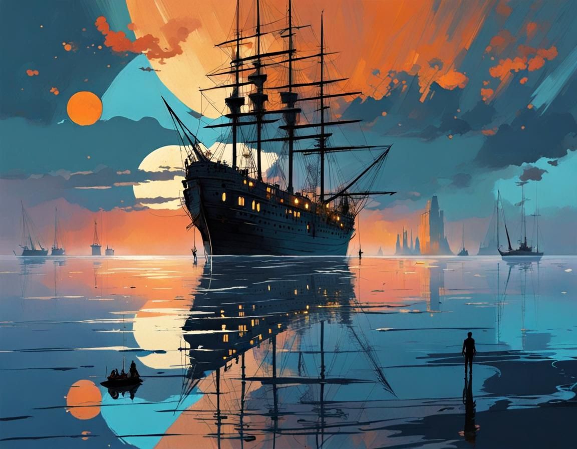 Ghost Ship at Midnight: Digital Matte Painting