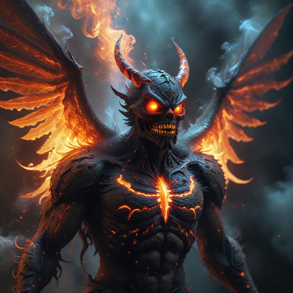 Fiery Spectral Mothman in Dark Fantasy Art