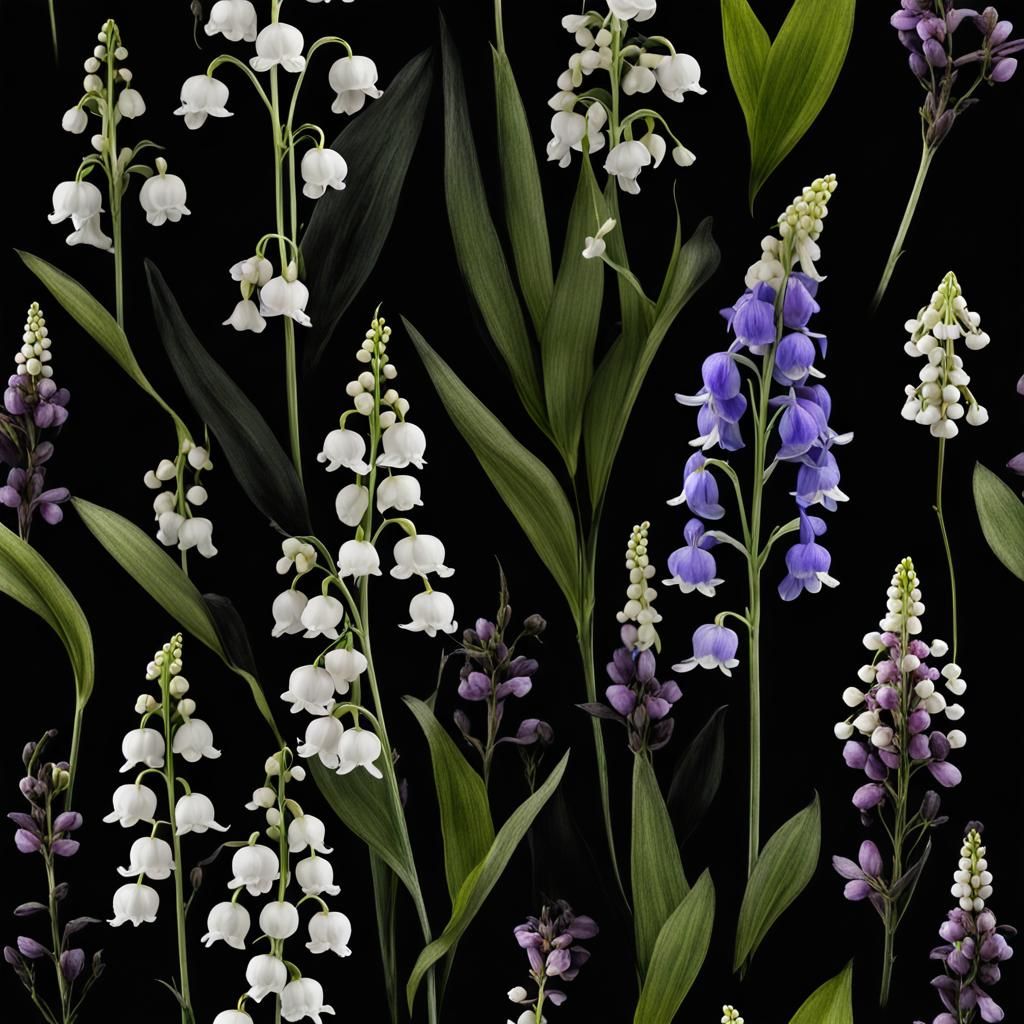 Wildflowers Against Black Background: Hyperdetailed Concept ...