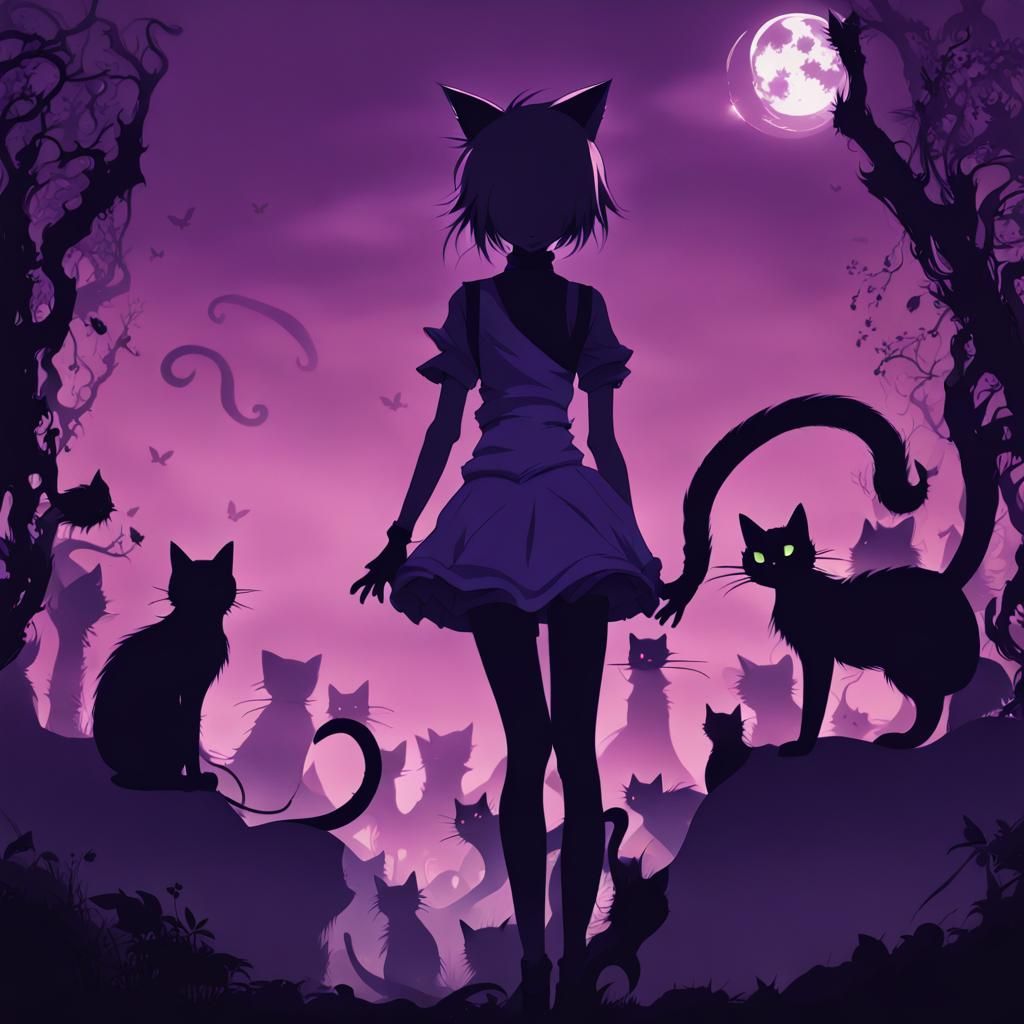 Anime Cheshire Cat Girl Silhouette