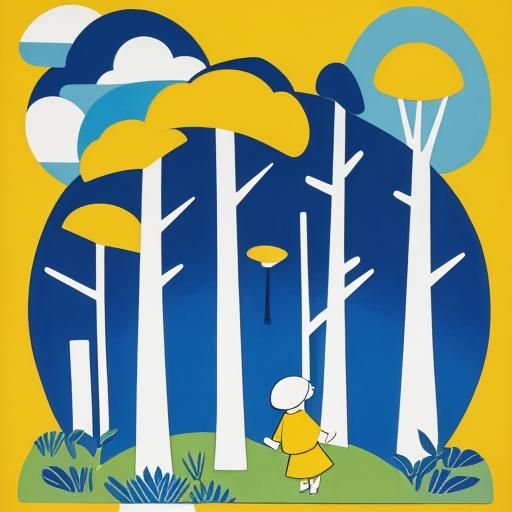 Whimsical Childlike Illustration of Lollipop Trees