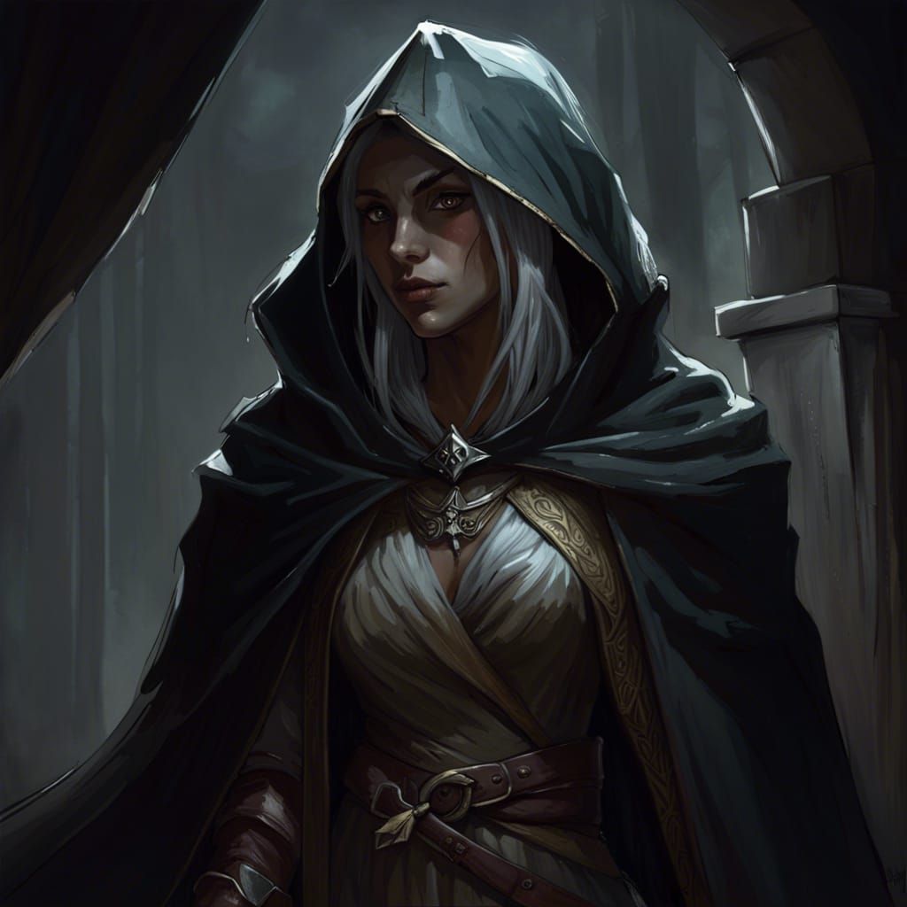 High Elf Assassin in Shadowy Fantasy Scene