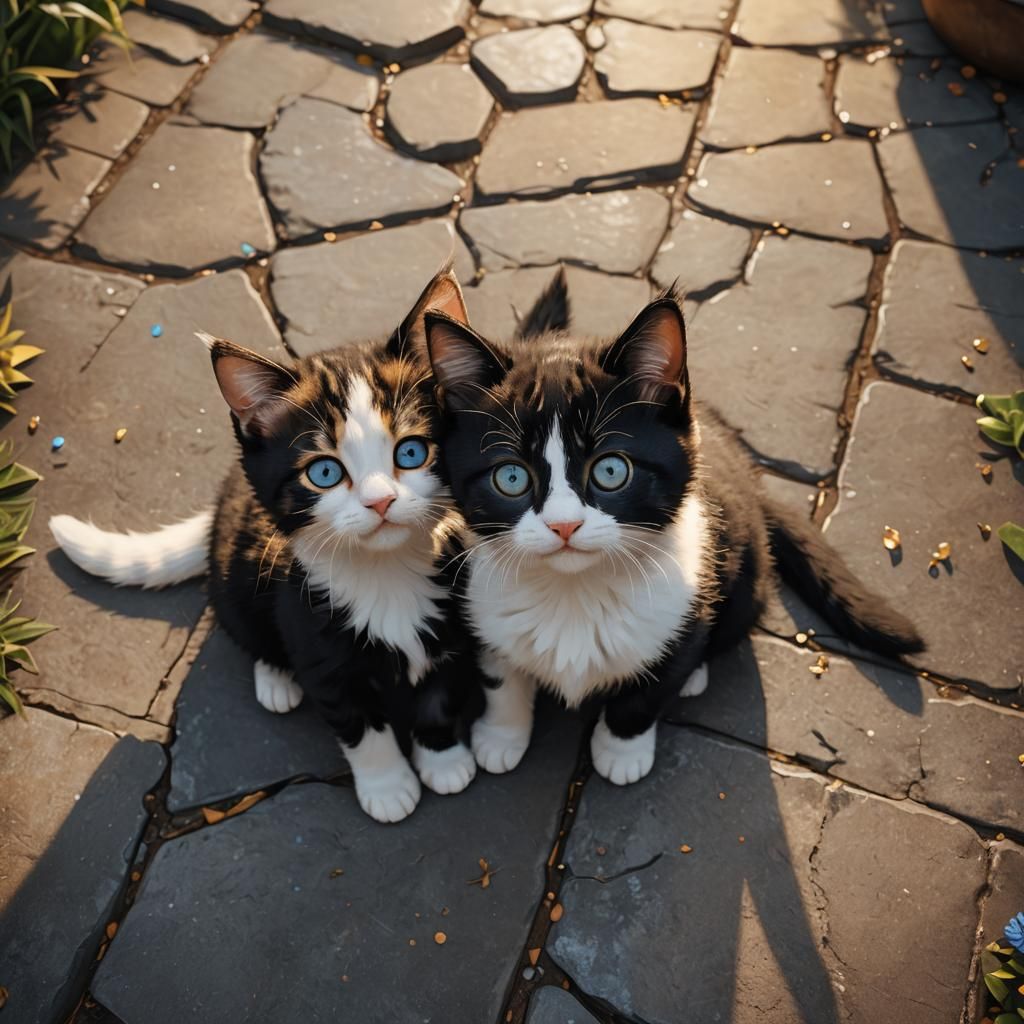 Adorable Kittens in Fantasy Art Style