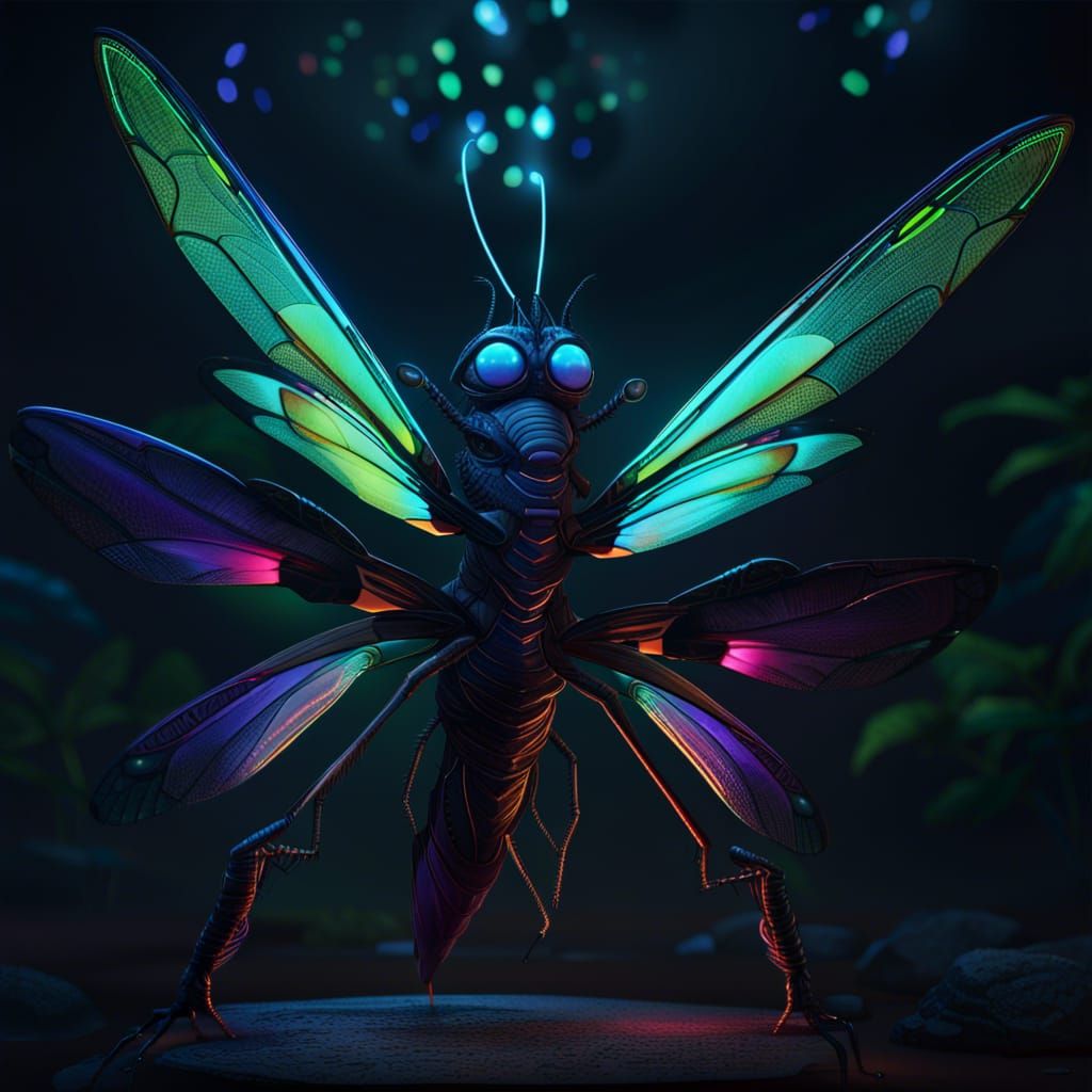 Giant Alien Dragonfly in Black Light