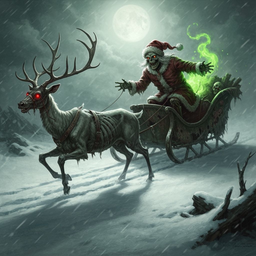 Undead Santa Claus in Winter Blizzard