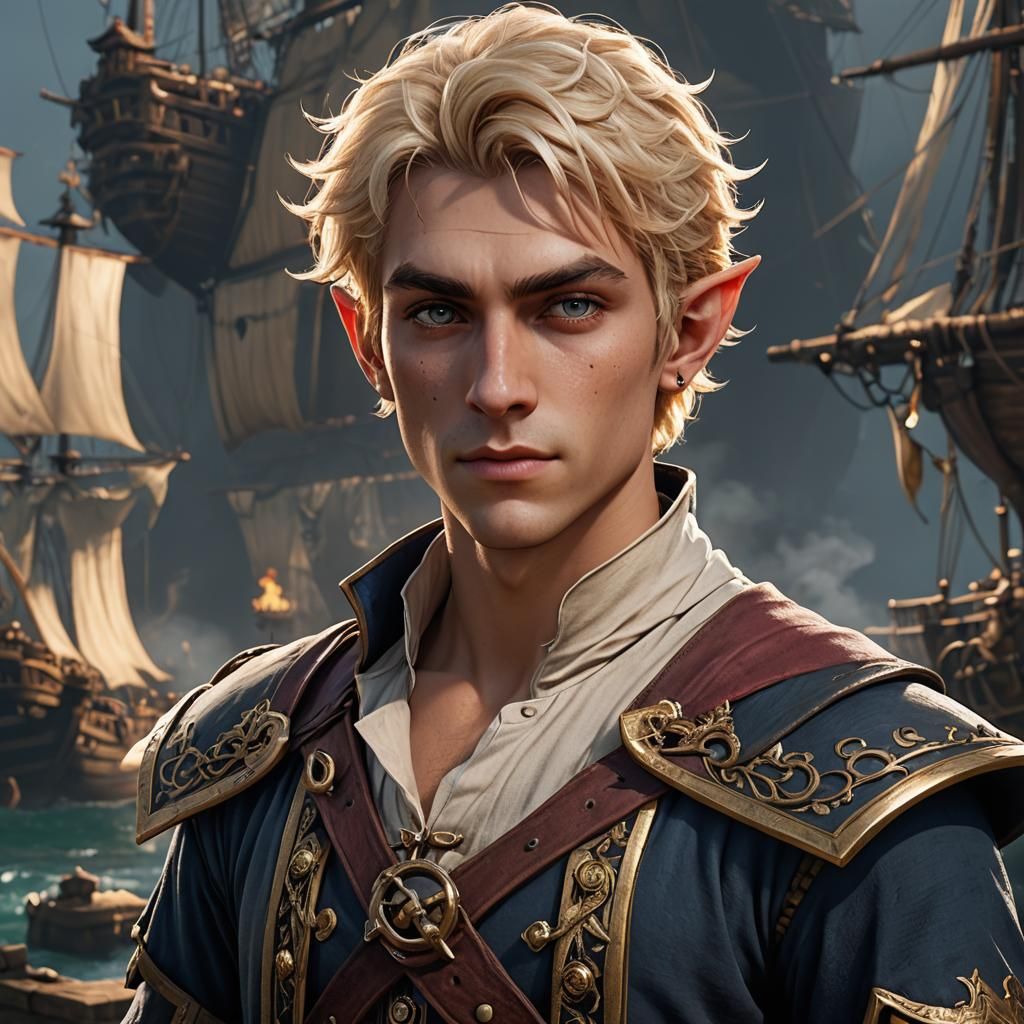 Young Half-Elf Pirate Character Concept Art