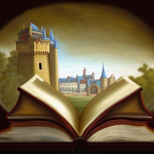 A painting of an open book of wisdom