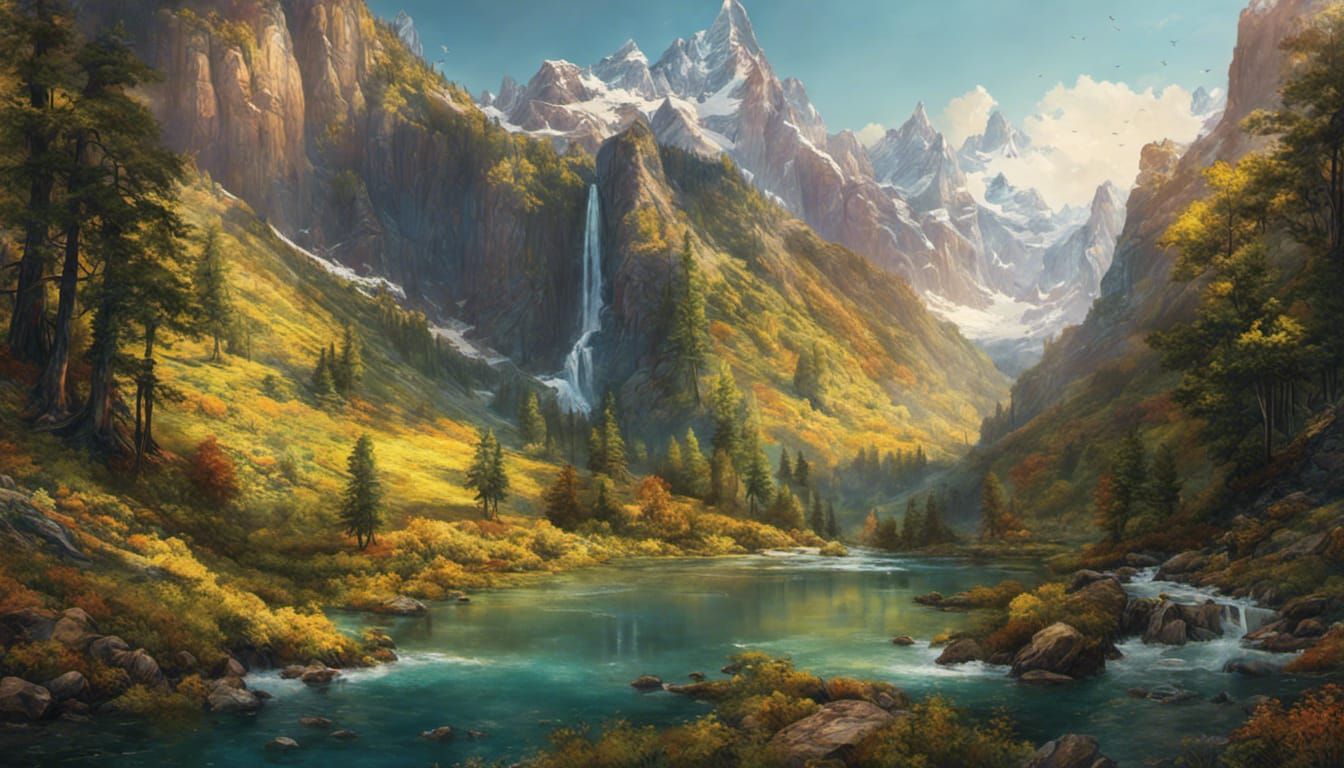 Breathtaking Mountainous Landscapes in Hypermaximalist Detai...