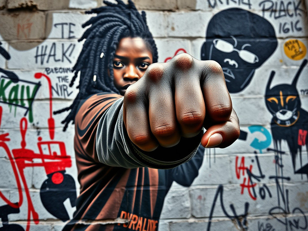 3D Graffiti Mural: Black Panther Fist Pump