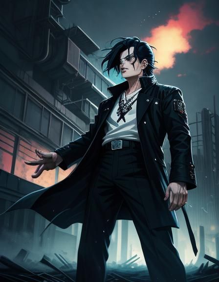 Michael Jackson Anime Portrait in Ghost in the Shell Style