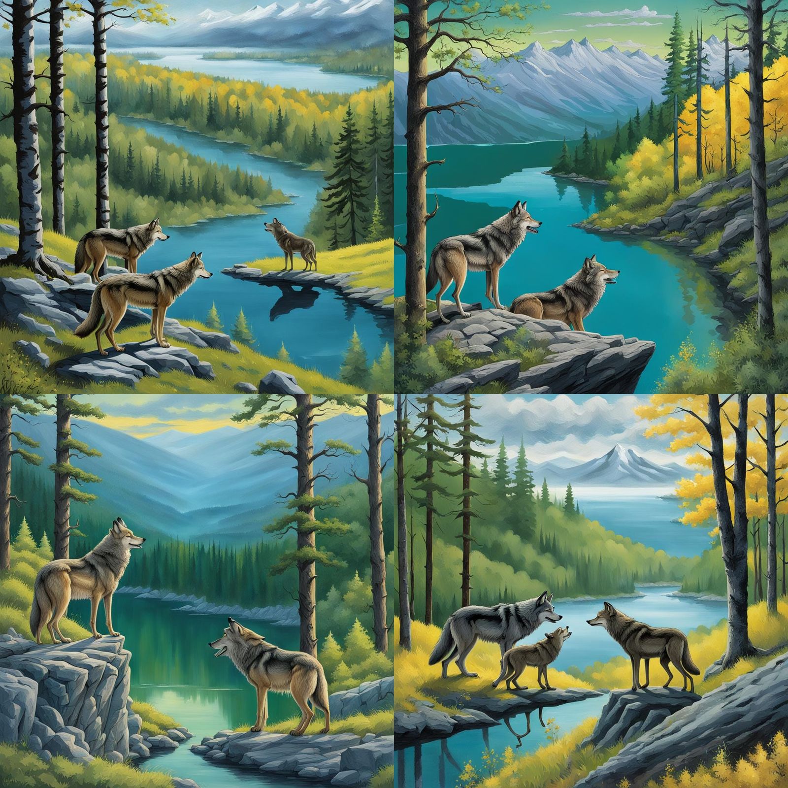 Wolf's Lament: Hyperrealistic Scene of Loss in Spring