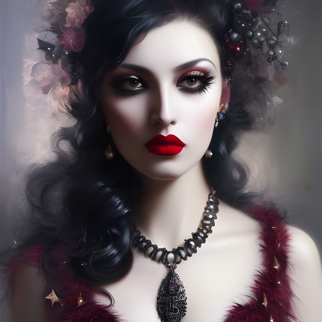 Gothic Christmas Pin-Up Portrait in Digital Art Style