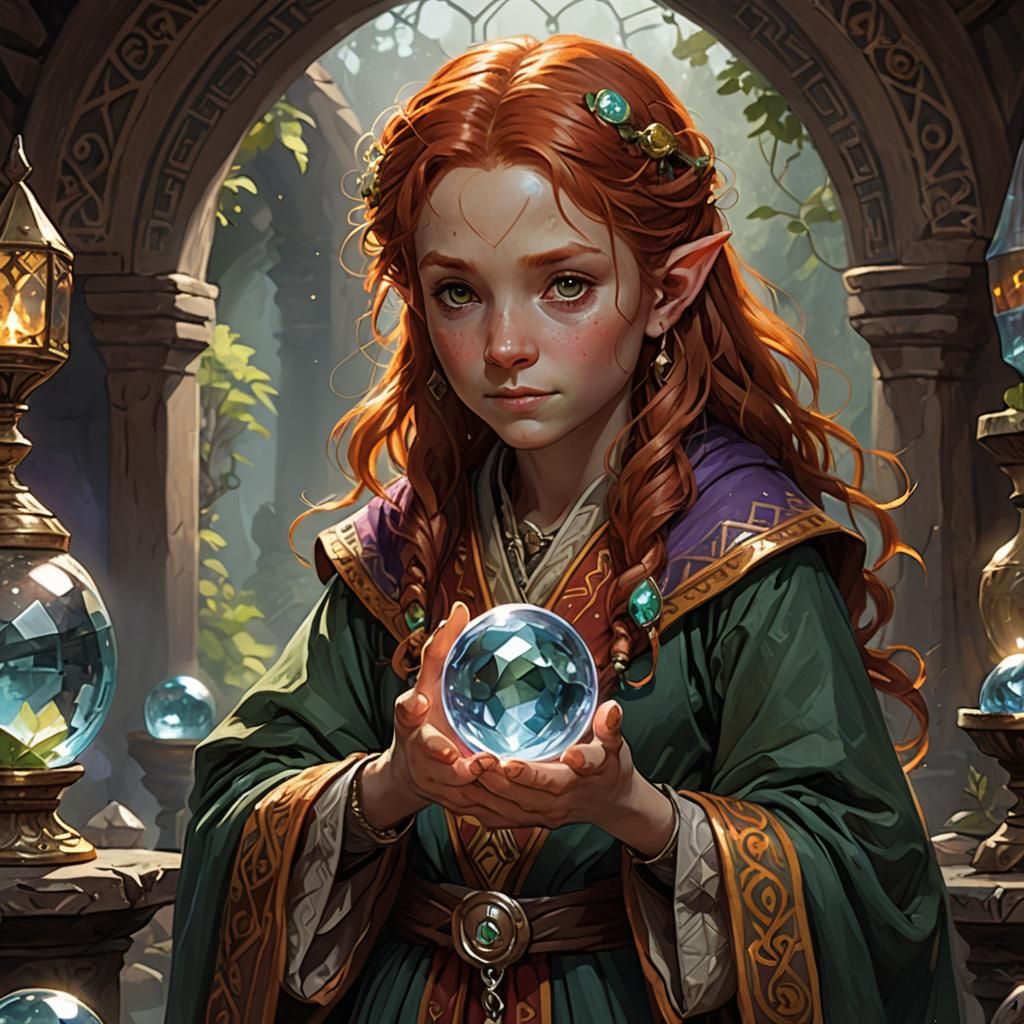 Halfling Oracle with Crystal Ball