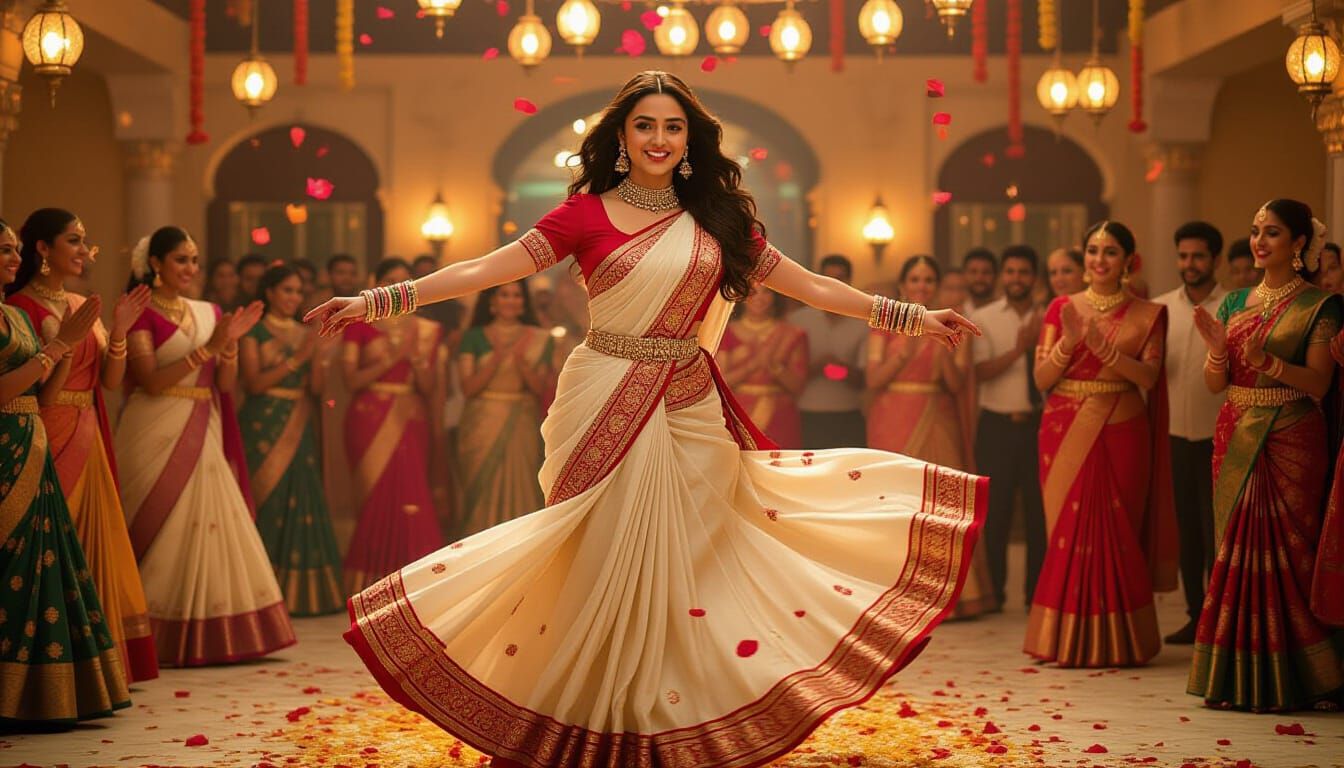 Alia Bhatt Garba Pose in Gujarati Saree