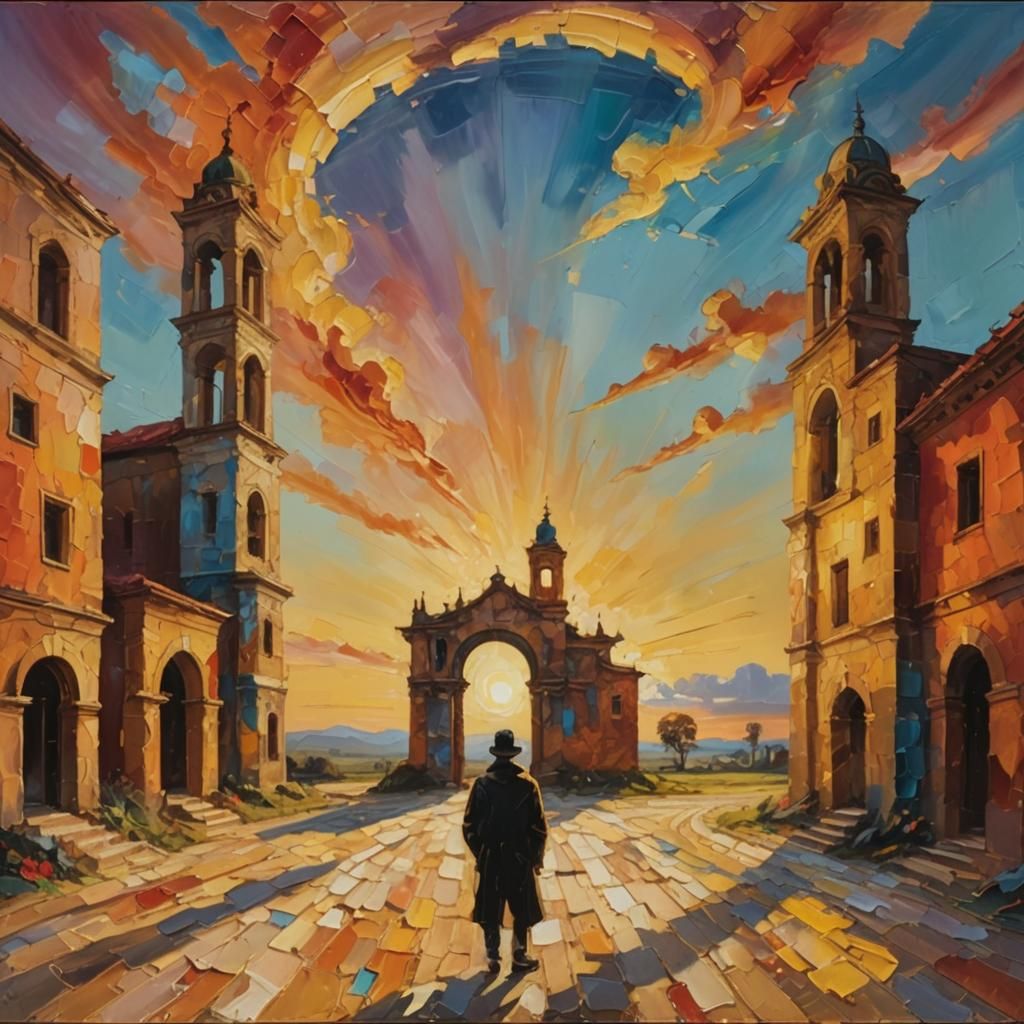 Expressionist Eye Dreamscape with Sunset Hues