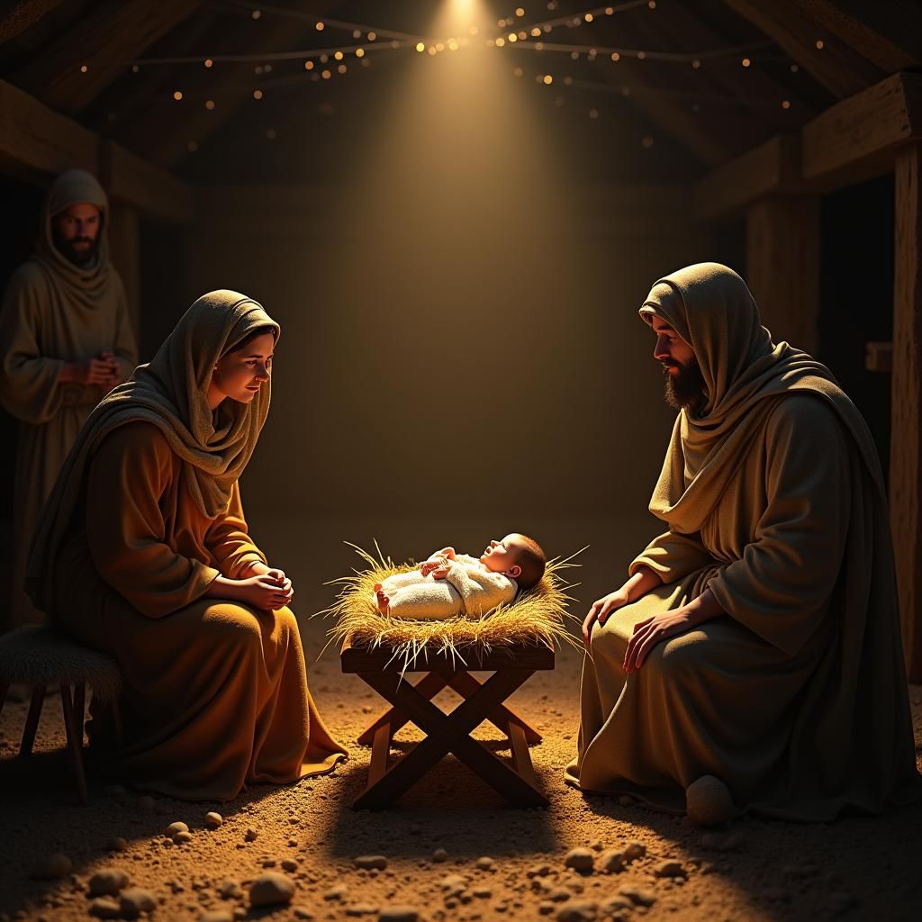 Nativity Scene in Bethlehem: Golden Light