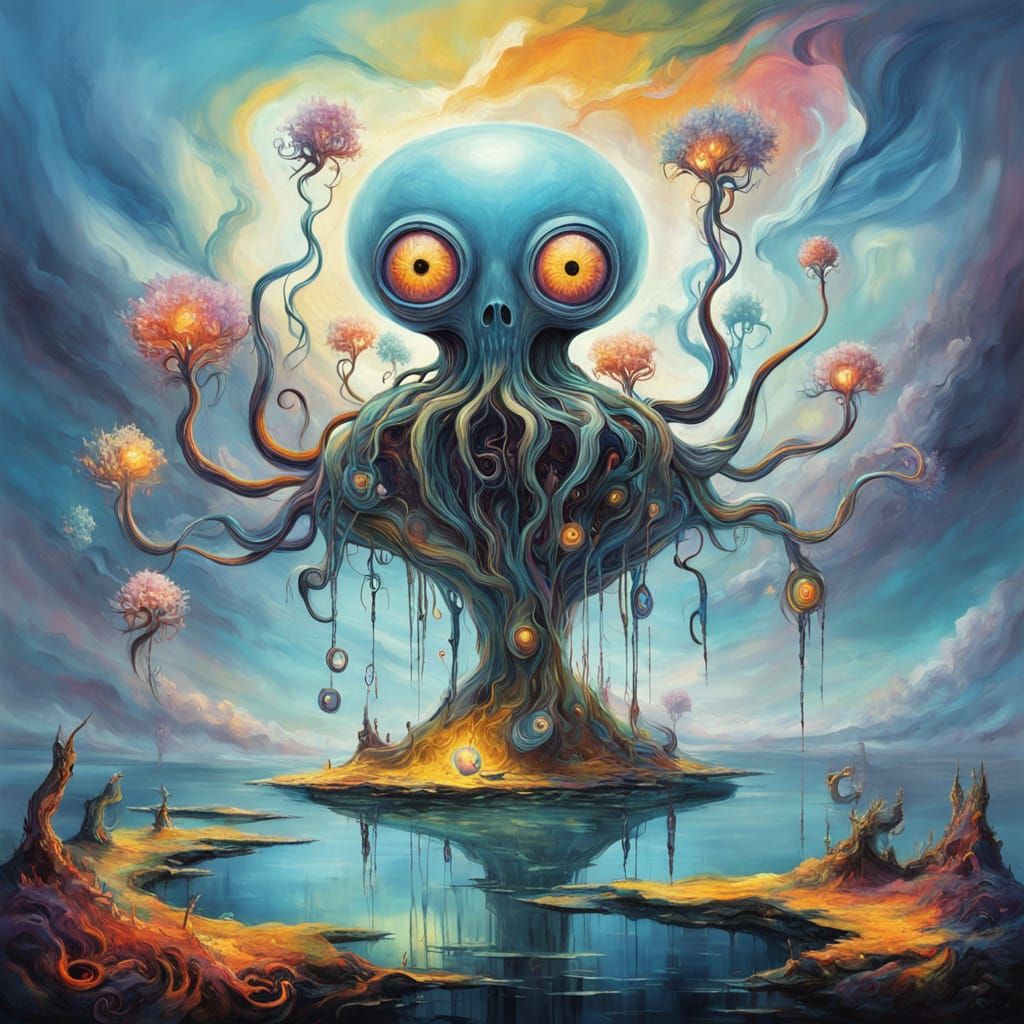 Dreamlike Surrealism with Multilimbed Creature