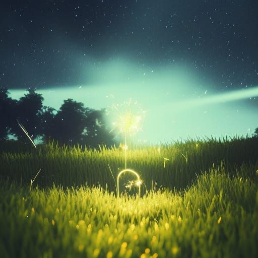 Starry Night Field: Tilt-Shift Photo in Digital Style