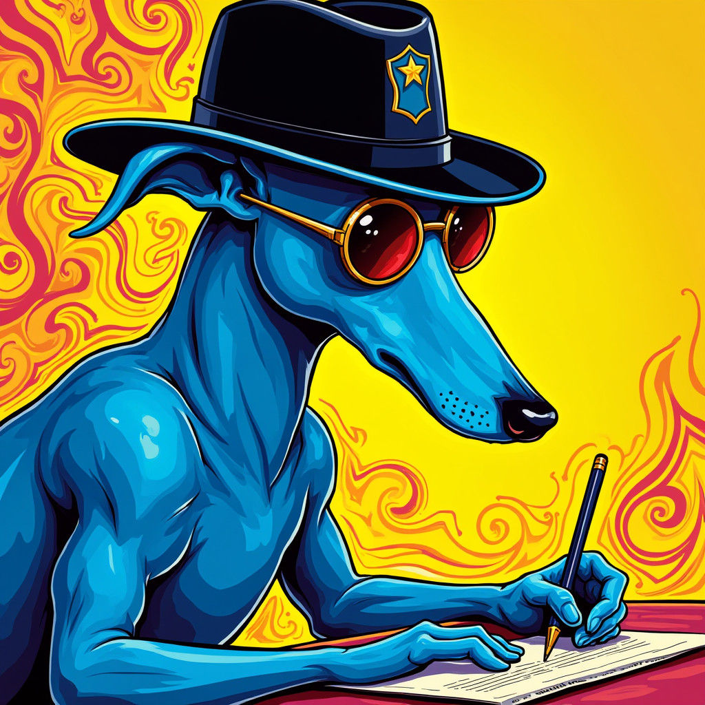 Greyhound Sheriff in Psychedelic Pop Art Style