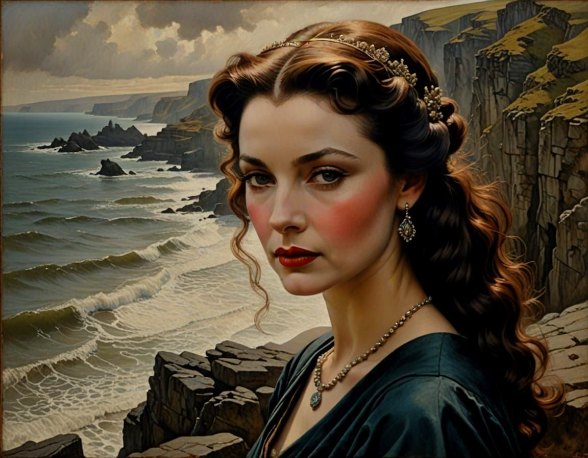 Vivien Leigh as a Medieval Noblewoman in a Dramatic Coastal ...