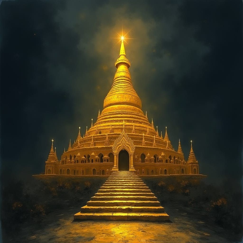 Golden Stupa in the Darkest of Night