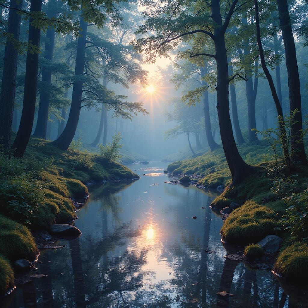 Ethereal Fantasy Landscape Illuminated by Radiant Prism