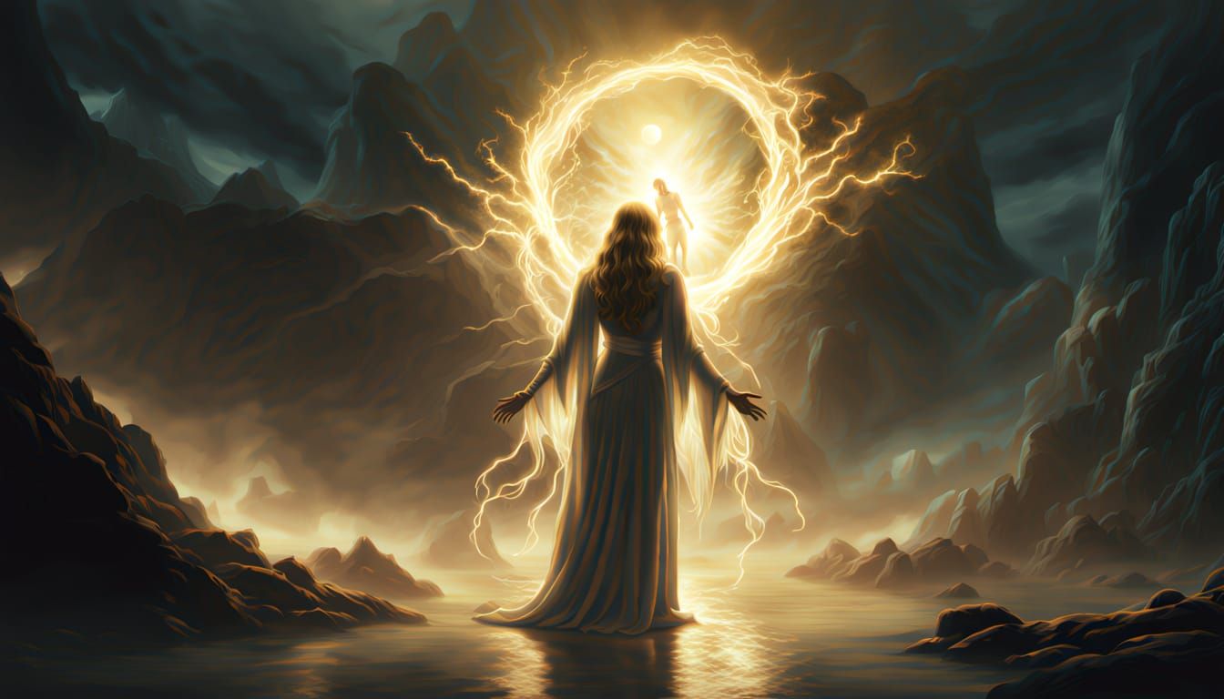 Celestial Spirit Rescues Soul in Digital Matte Painting