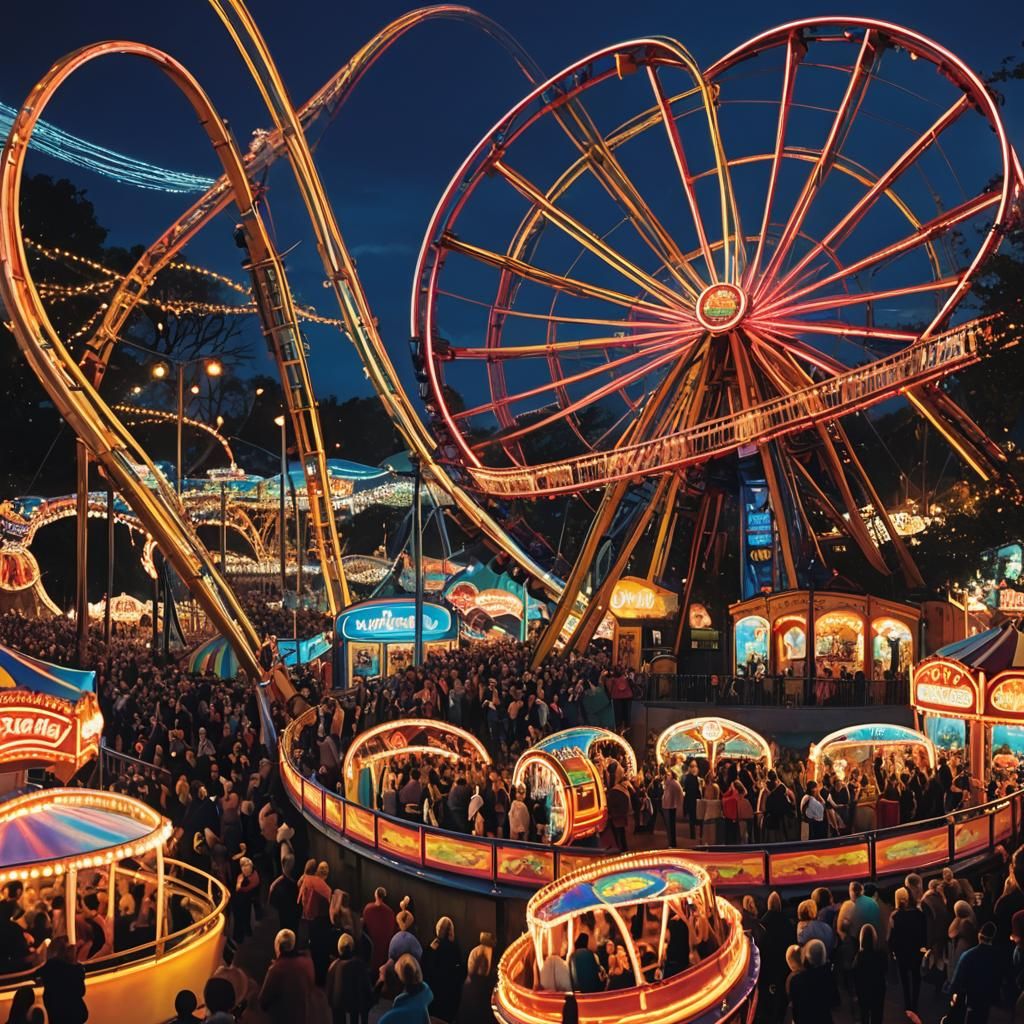 Excitement on the Rollercoaster at the Fair