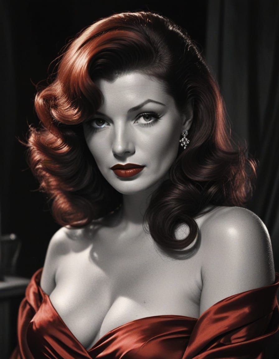 Film Noir Portrait of Femme Fatale in Oil