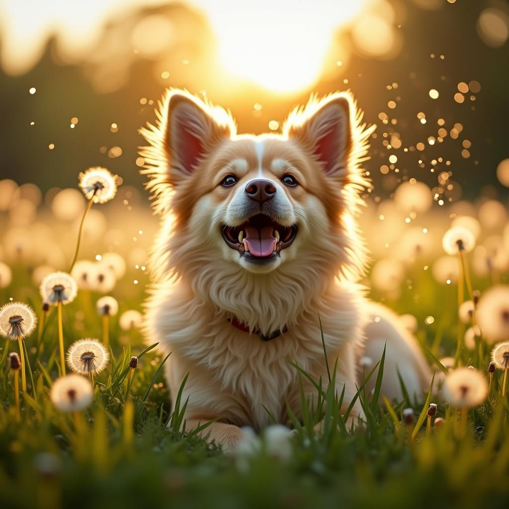 Dog's Comical Sneeze in Hyperrealistic Splash Art