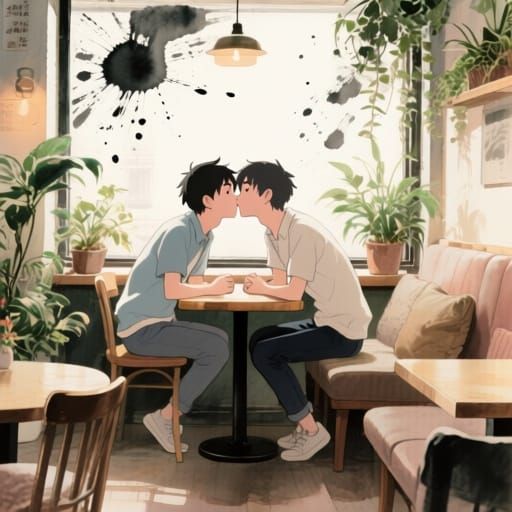 Cafe Kiss: Intimate Watercolor First Date