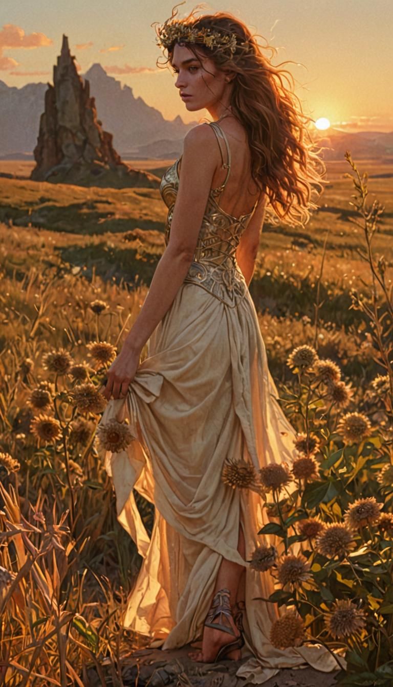 Sunset Portrait in Hyper-Realistic Digital Art Style