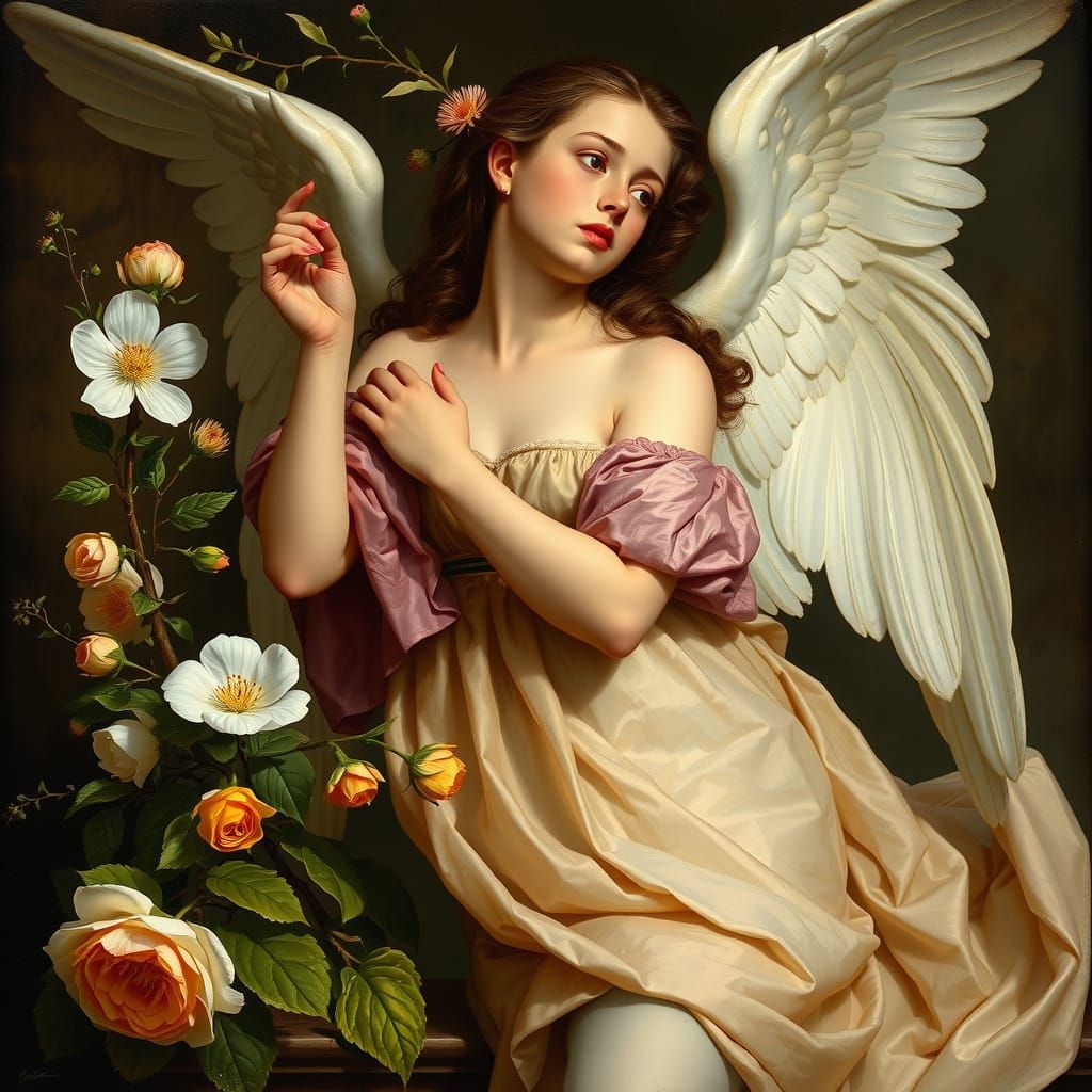 Ethereal Spring Angel in Renaissance Style