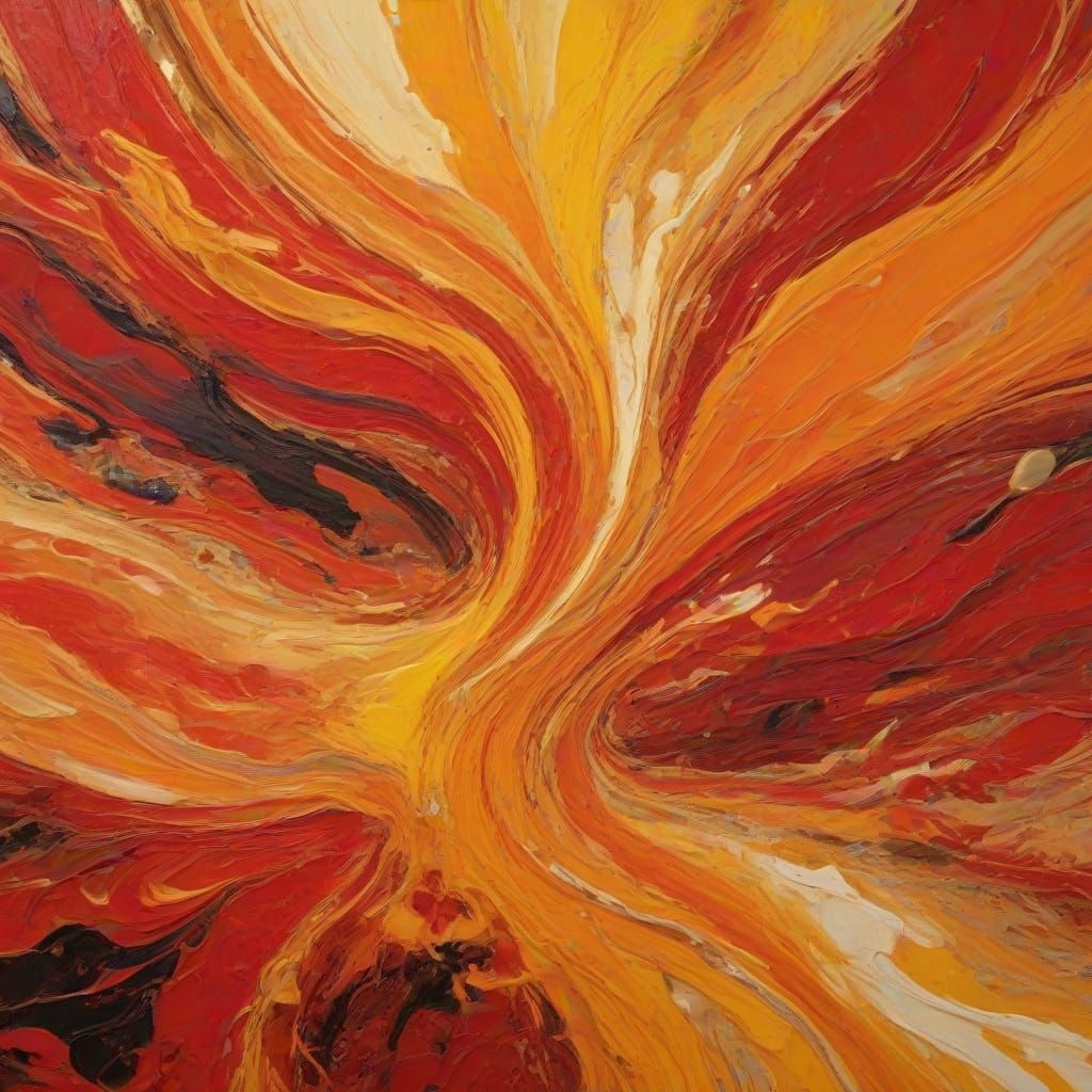 Vivid Abstract Flames in Impasto Oil Paint Style