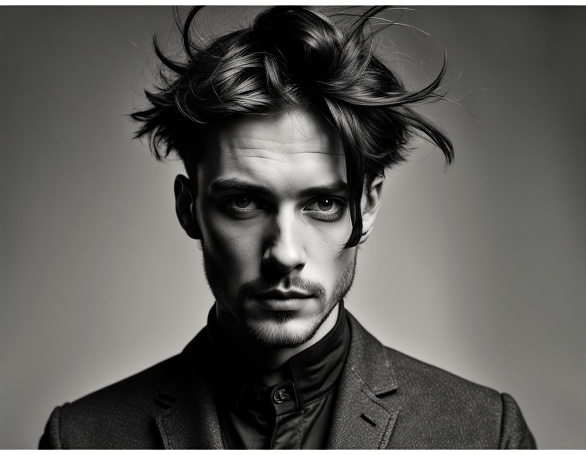Surrealist Portrait of a Young Man with a Mysterious Gaze
