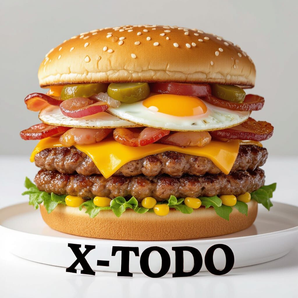 Giant Brazilian Burger with Fried Chicken Steak