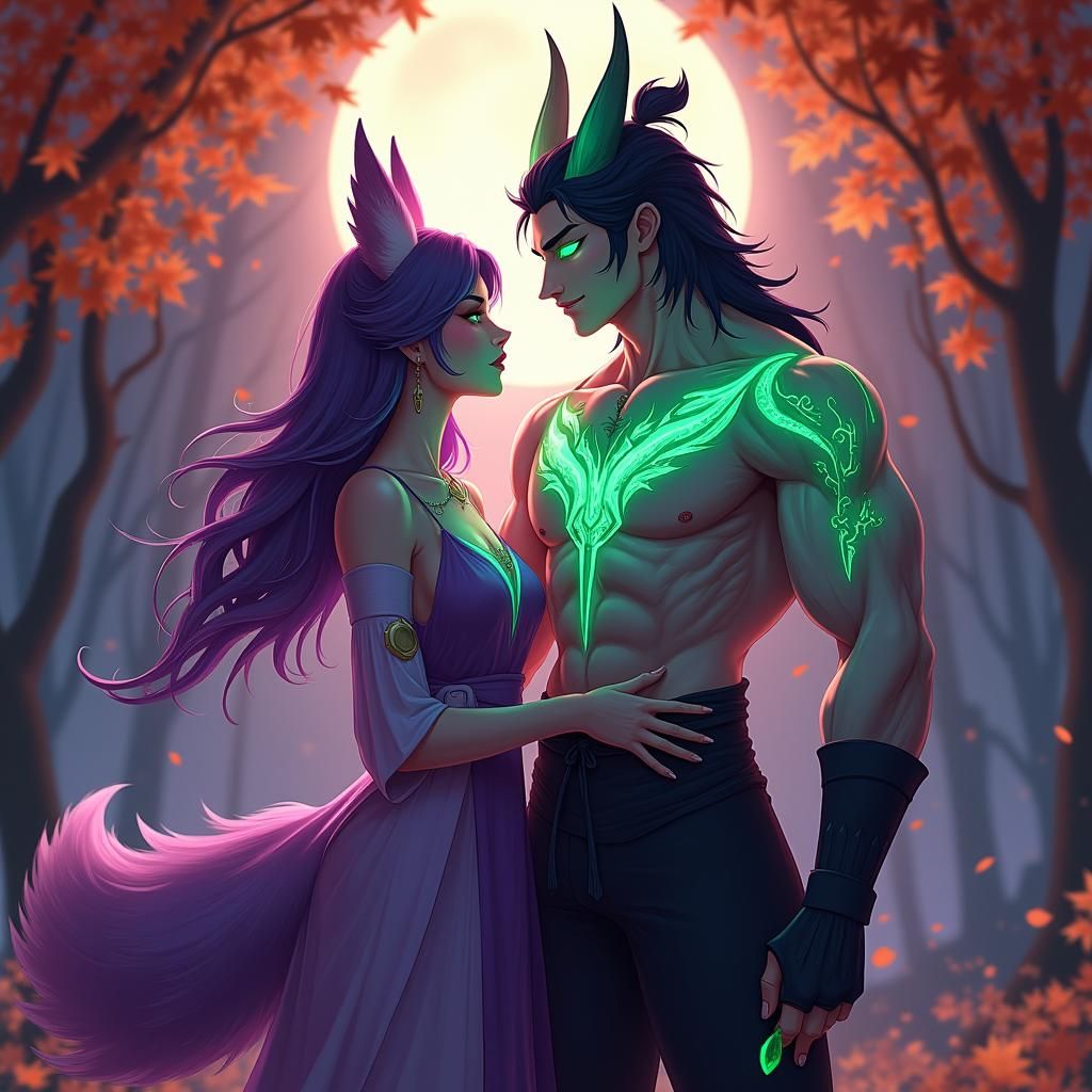 Characters in Autumnal Setting, in a Digital Art Style