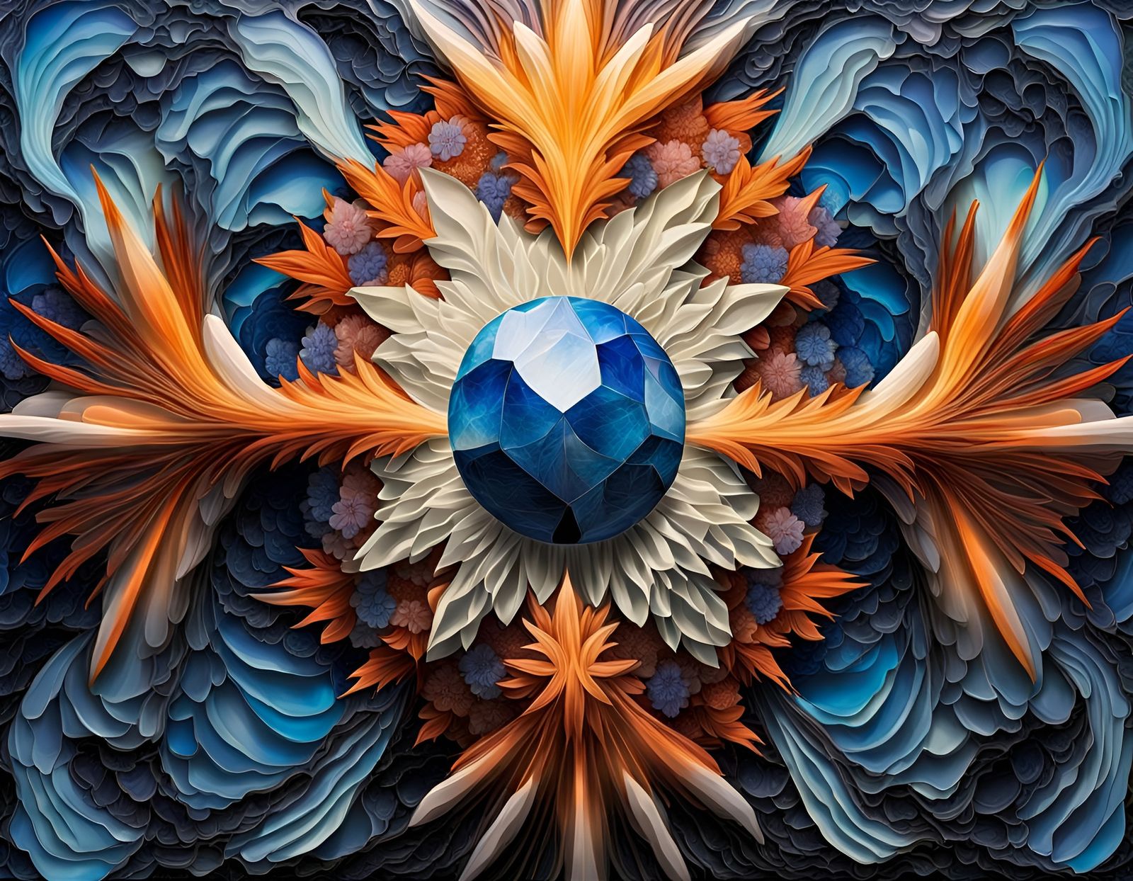 Kaleidoscopic Floral Crystalscape in Hyperdetailed 3D