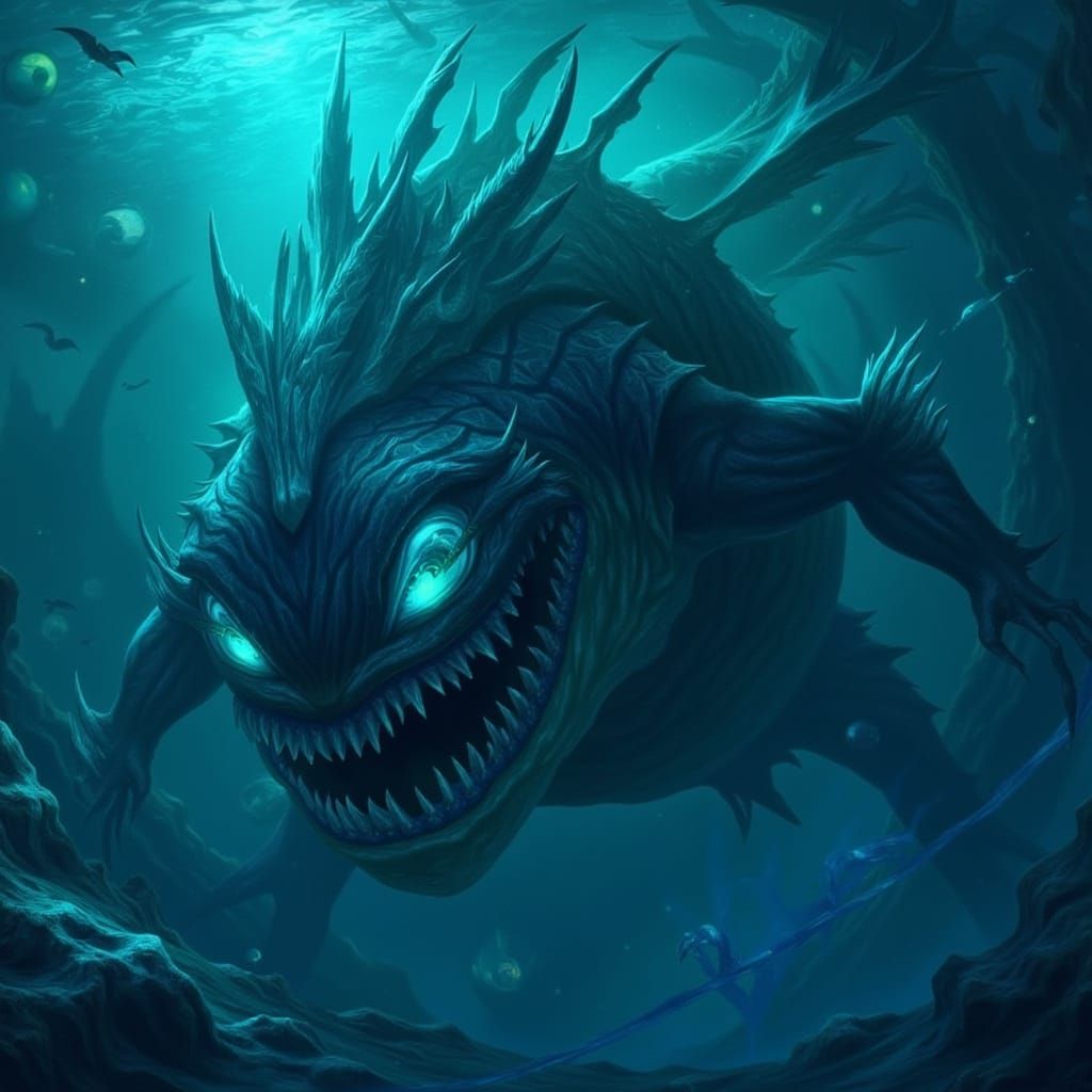 Gothic Glowing Fish with Expressive Eyes