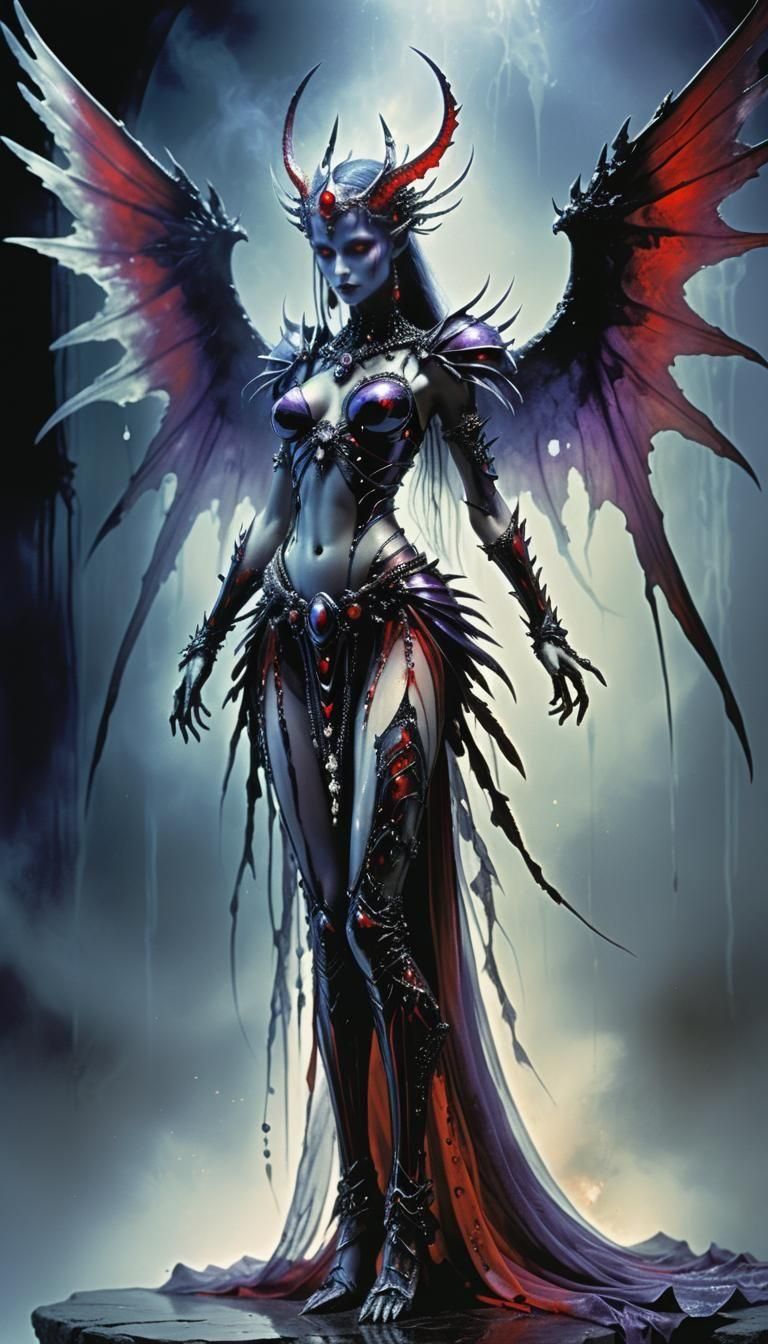 Winged Death Queen in Dark Fantasy Style